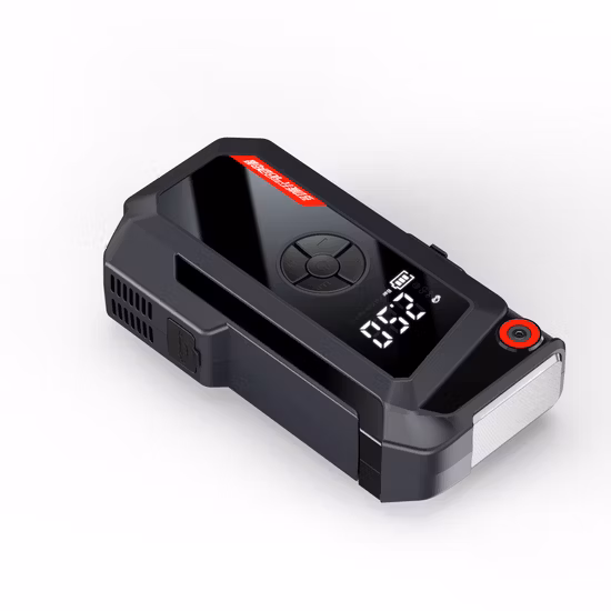 12V 緊急自動車バッテリーブースター、タイヤインフレーターエアコンプレッサー付きカーバッテリージャンプスターター